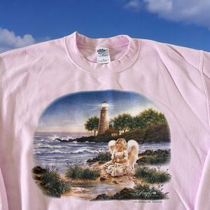 Dona Gelsinger A Little Joy Angel Lighthouse Scenic Landscape Sweatshirt Popover